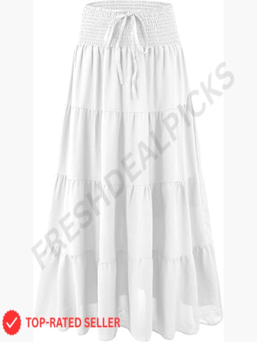 Womens High-Waist Elastic Pleated Long Skirt Summer Casual Boho Flowy Maxi